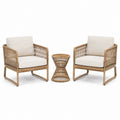 3-teiliges Set in Natur/Creme mit 2 Sesseln und rundem Beistelltisch, Sessel 71 × 76 × 78 cm