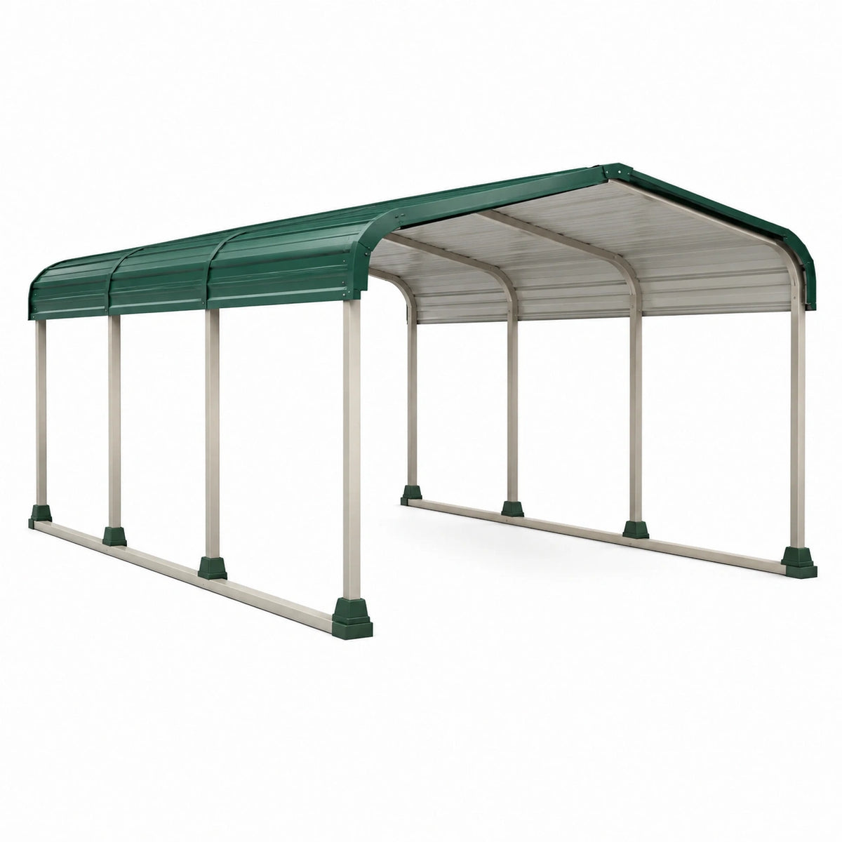 Carport mit Bogendach aus Aluminium und Polycarbonat, Grün/Transparent/Silber, 500 × 300 × 230 cm