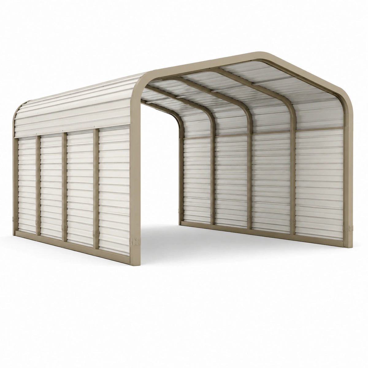 Carport aus beschichtetem Stahl, 600 × 300 × 300 cm, Beige/Weiß, wetterfest