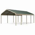 Metall-Carport mit Wellblech-Satteldach, Beige/Grün, 600 × 300 × 270 cm