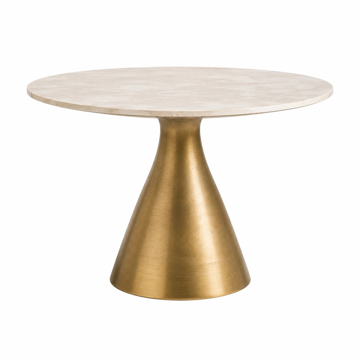 Runder Esstisch Ø 120 × 75 cm in Beige und Gold mit Marmoroptik