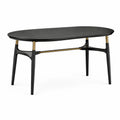 Ovaler Esstisch 180 × 90 × 75 cm aus Holzwerkstoff und Metall, Schwarz/Gold