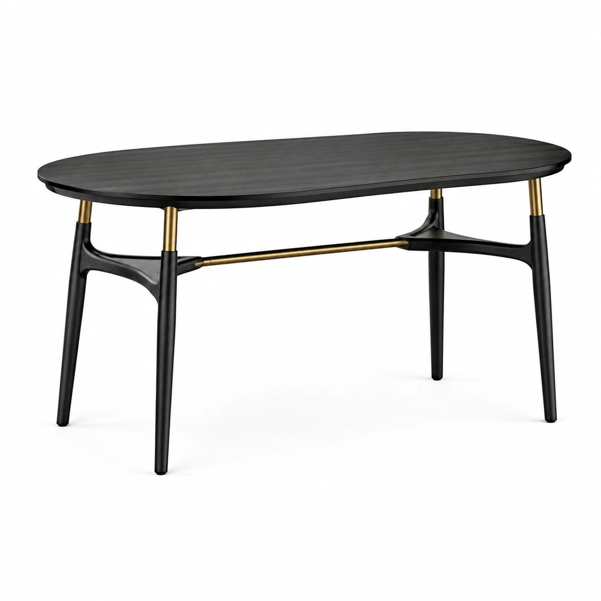Ovaler Esstisch 180 × 90 × 75 cm aus Holzwerkstoff und Metall, Schwarz/Gold