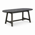 Ovaler Esstisch 180 × 90 × 75 cm in Schwarz und Dunkelbraun mit Marmoroptik