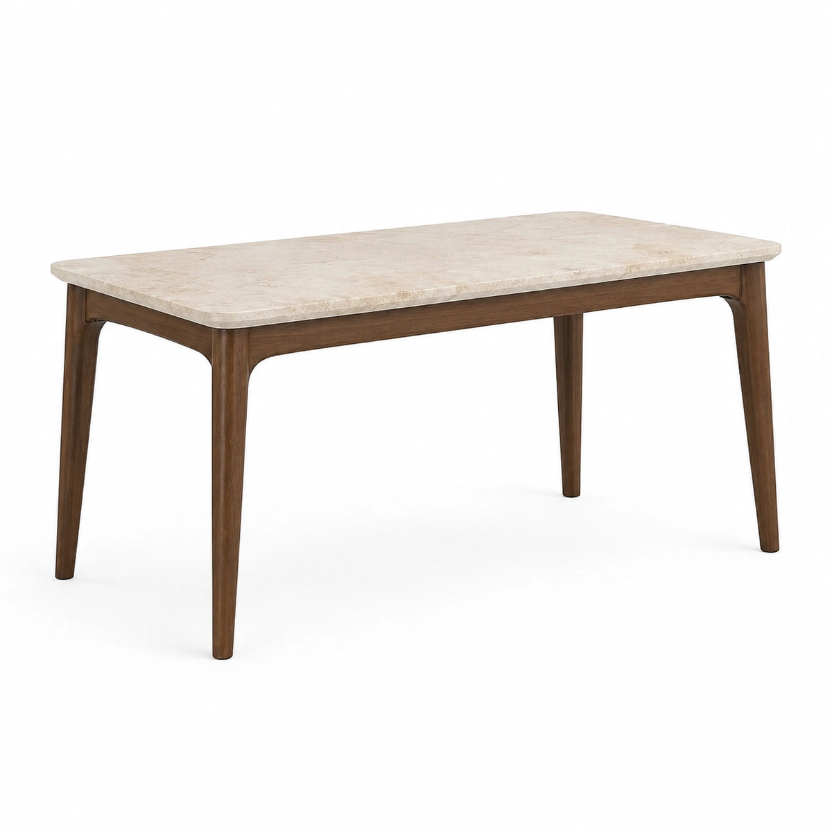 Moderner Esstisch 160 × 90 × 75 cm mit Steinoptik-Platte, Beige/Braun