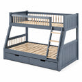 Etagenbett aus Holz 90 x 200 cm, Anthrazit/Natur, 208 x 98 x 160 cm, mit Leiter und 2 Schubladen