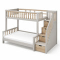 Holz-Etagenbett 90 × 200 cm, 208 × 100 × 160 cm, Weiß/Naturholz, mit Treppe und 4 Schubladen