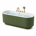 Freistehende ovale Acrylbadewanne 170 × 75 × 58 cm Grün/Weiß mit gerippter Oberfläche