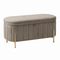 Samt-Sitzbank mit Stauraum, Taupe/Gold, 100 × 40 × 45 cm