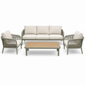 4-teiliges Gartenlounge-Set Beige/Grün/Grau/Holzfarben, 3-Sitzer 198×78×76 cm