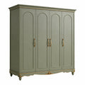 Kleiderschrank 200 × 60 × 210 cm in Grün mit Goldakzenten, 4 Türen