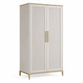 Kleiderschrank mit 2 Türen, 100 x 50 x 190 cm, Weiß/Gold, Holzwerkstoff und Metall