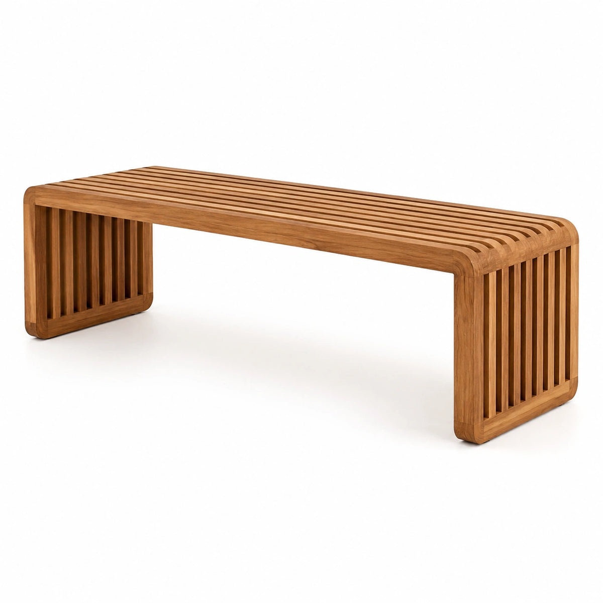 Sitzbank aus Holz mit Lamellendesign, 180 × 40 × 45 cm, Naturbraun