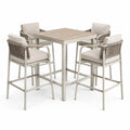 5-teiliges Bar-Set in Beige mit Aluminiumgestell, 100 x 100 x 105 cm