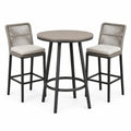 3-teiliges Bar-Set, Stehtisch Ø 60 × 100 cm und 2 Sitzplätze 45 × 52 × 105 cm, Grau/Schwarz/Hellgrau